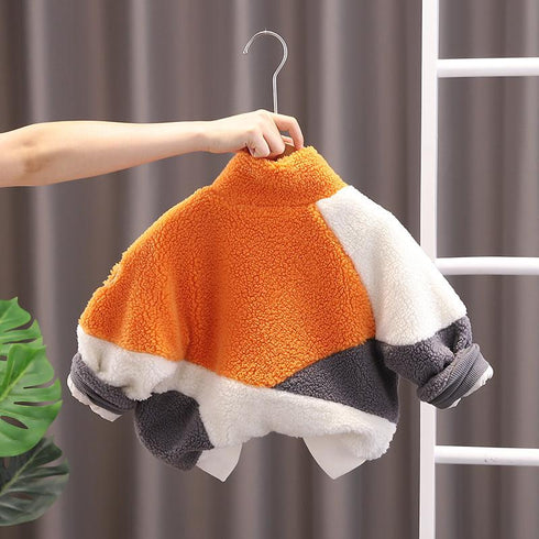 Autumn and winter boys plus velvet long sleeve coat